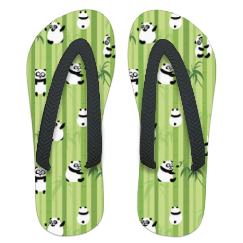 Шлепанцы (сланцы) с принтом Панды