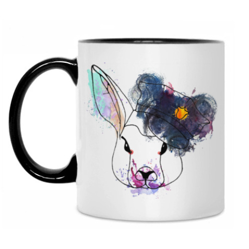 Кружка с принтом Кролик в фуражке