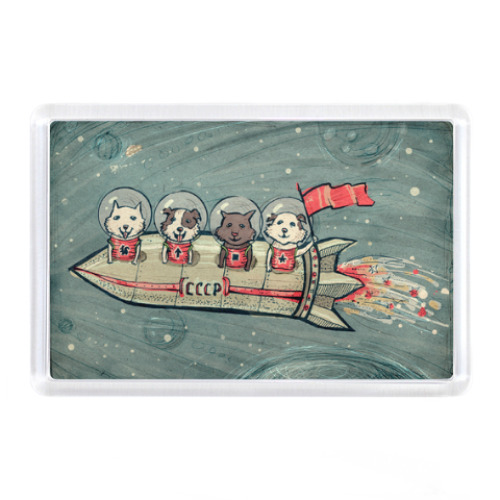 Магнит с принтом Косматые космонавты