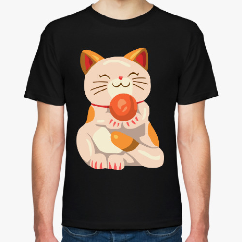 Футболка с принтом Манэки-Нэко (Кот Счастья)