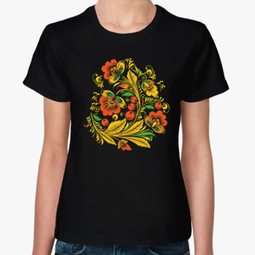 Женская футболка с принтом Хохлома