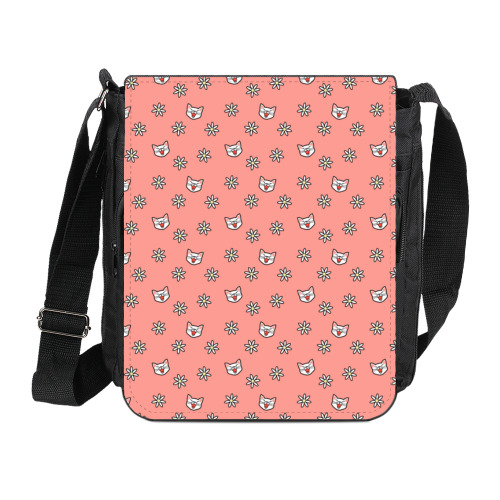 Сумка на плечо (мини-планшет) с принтом Кошки и цветы