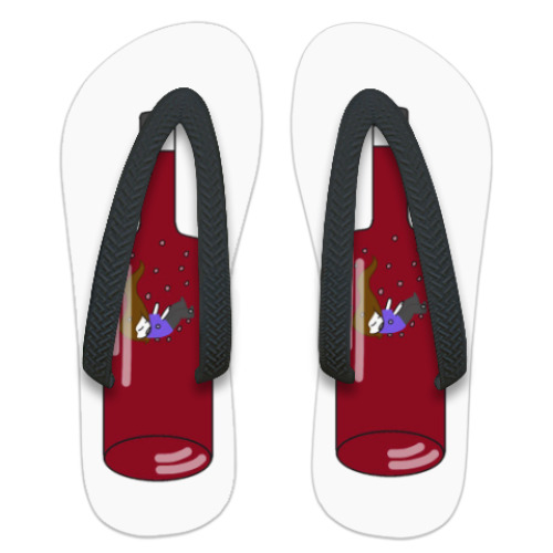 Шлепанцы (сланцы) с принтом Бутылки