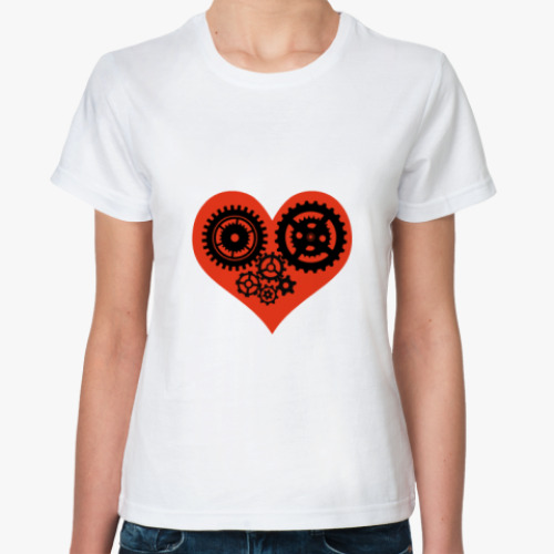 Классическая футболка с принтом Механизм сердца