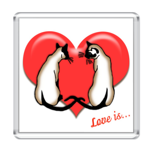 Магнит с принтом Влюбленные сиамы