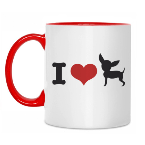 Кружка с принтом Я люблю чихуахуа