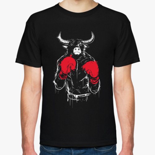 Футболка с принтом Бык боксер