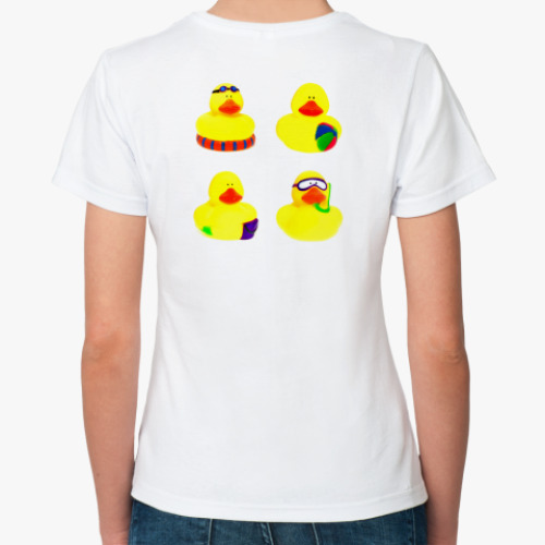 Классическая футболка с принтом Просто утка  (с ведром)