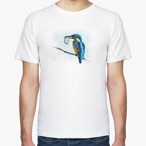 Футболка с принтом зимородок