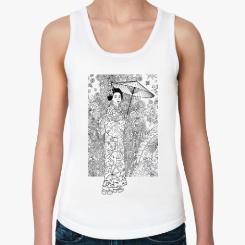 Женская майка с принтом Гейша. Япония вокруг нас.