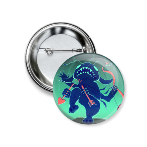 Значок 37мм с принтом Стич АнтиВалентин