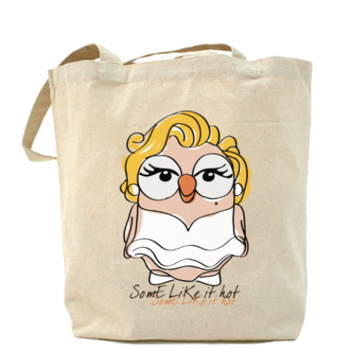 Сумка шоппер с принтом Сова Мэрилин Монро Суперсова Goofi