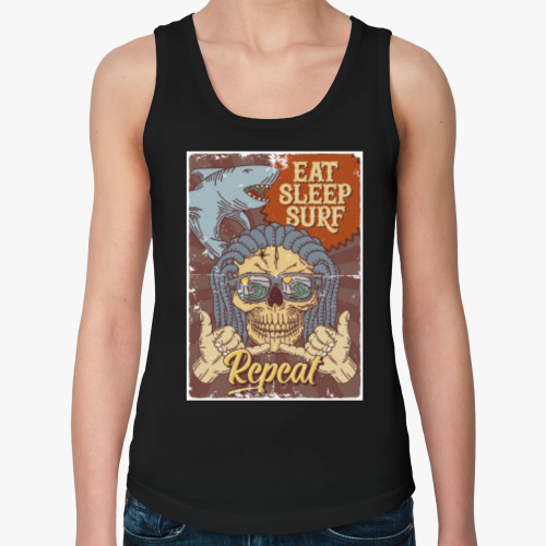 Женская майка с принтом Eat Sleep Surf