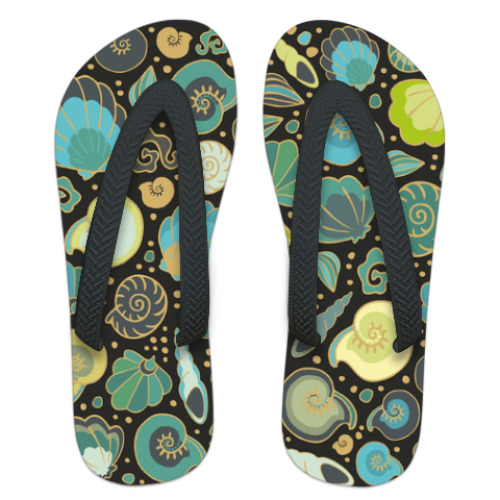 Шлепанцы (сланцы) с принтом Морские ракушки