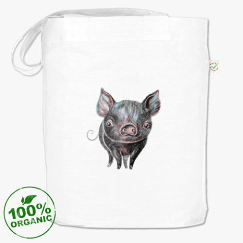 Сумка шоппер с принтом Маленький чёрный поросенок