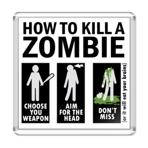 Магнит с принтом Зомби.how to kill a zombie