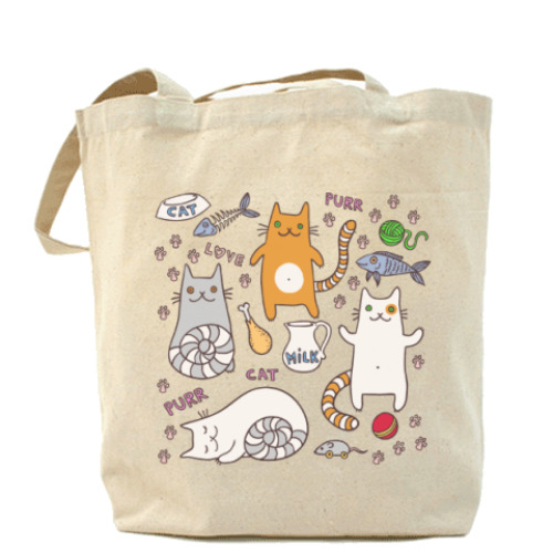 Сумка шоппер с принтом Котики