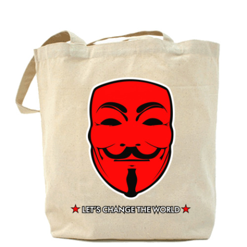 Сумка шоппер с принтом 'Анонимус'