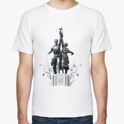 Футболка с принтом «Рабочий и колхозница»