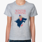 Классическая женская футболка Зима близко