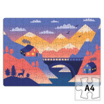 Дом, олень и горы