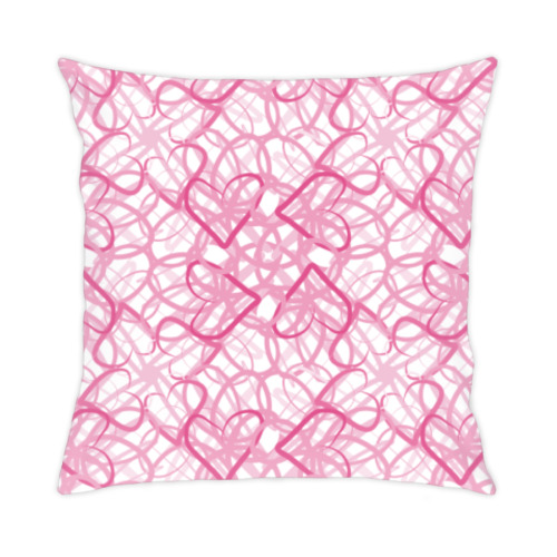 Подушка с принтом паутина сердец