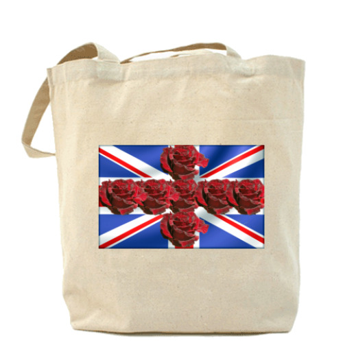 Сумка шоппер с принтом  'Флаг с розами'