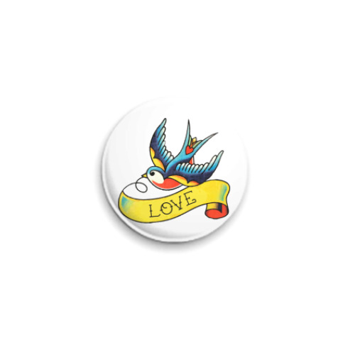 Значок 25мм с принтом Ласточка