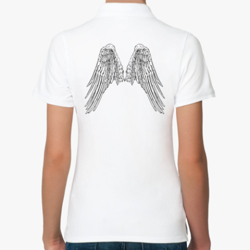 Женская рубашка поло (печать) с принтом  Крылья