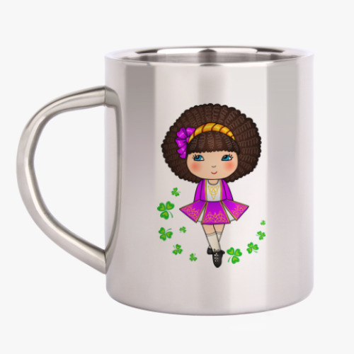 Кружка металлическая с принтом Ирландская девочка