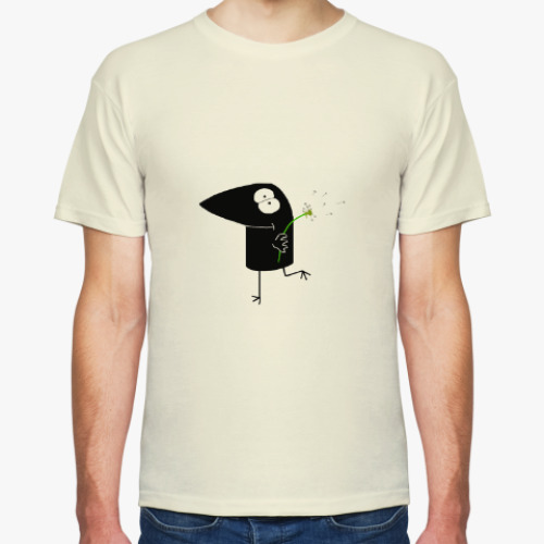 Футболка с принтом Воронёнок с одуванчиком