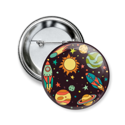 Значок 50мм с принтом Космос