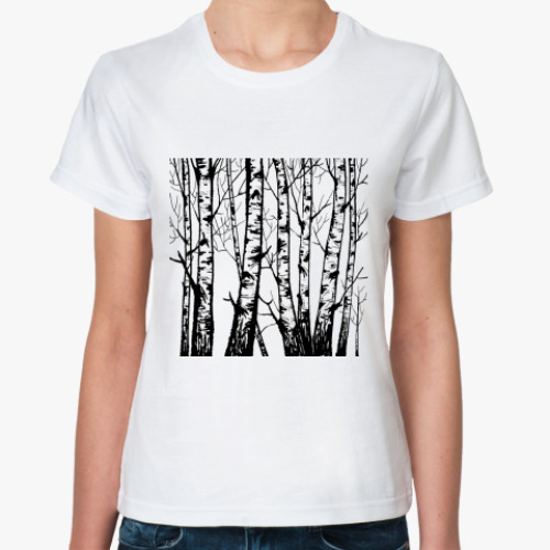 Классическая футболка с принтом Березы