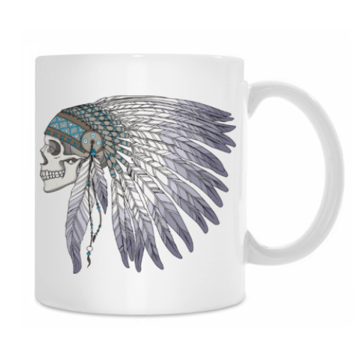 Кружка с принтом Череп индейца