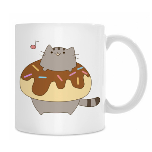 Кружка с принтом Котенок в пончике