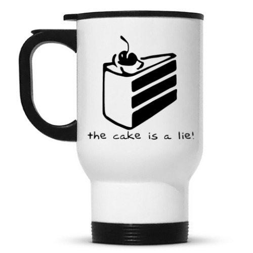 Кружка-термос с принтом Portal: the cake is a lie