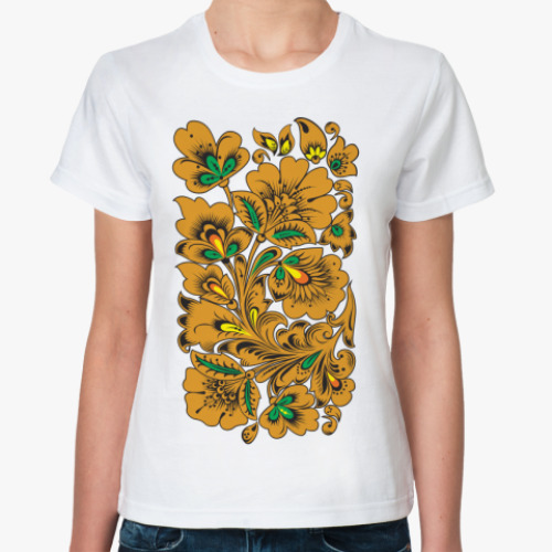 Классическая футболка с принтом Русский народный узор