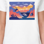 Дом, олень и горы