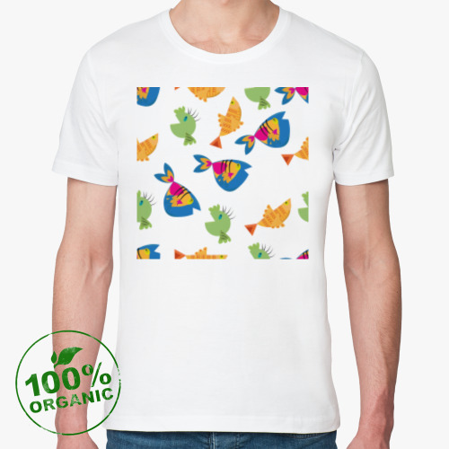 Футболка из органик-хлопка с принтом Рыбы узор