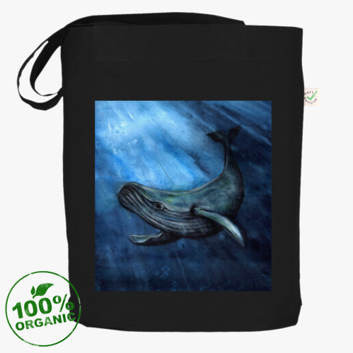 Сумка шоппер с принтом Акварельный кит