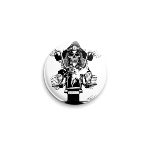 Значок 25мм с принтом biker