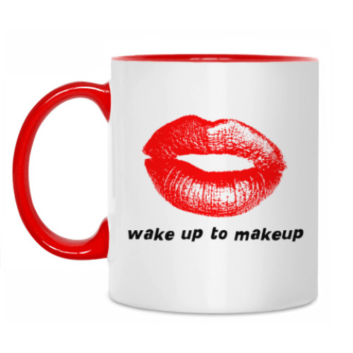 Кружка с принтом Wake up to makeup