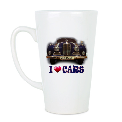Чашка Латте с принтом Я люблю автомобили