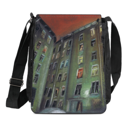 Сумка-планшет с принтом Красное небо над Васильевским