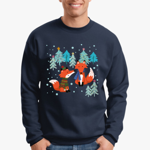 Свитшот с принтом Свитер с лисами