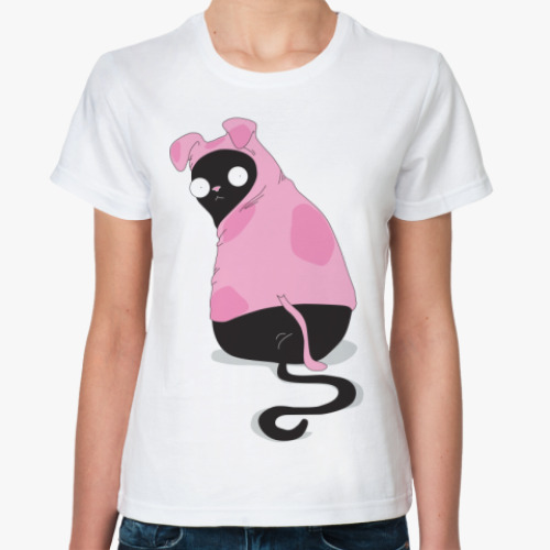 Классическая футболка с принтом Кот в костюме