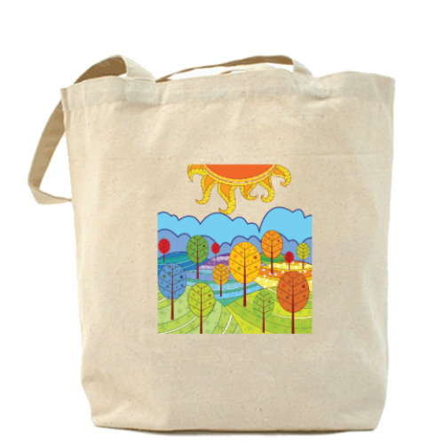 Сумка шоппер с принтом Утро в лесу