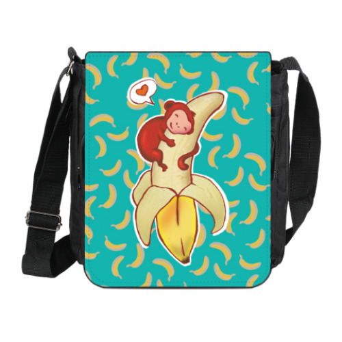 Сумка на плечо (мини-планшет) с принтом Обезьянка