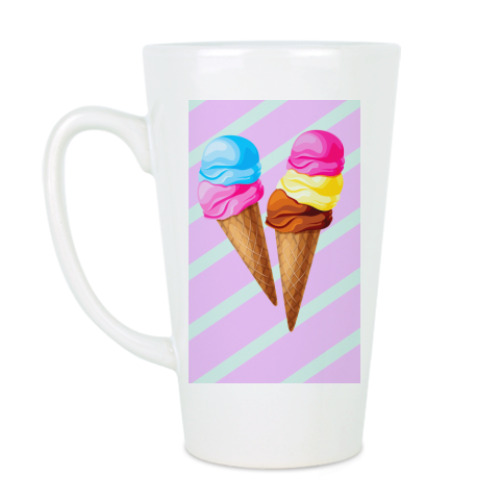 Чашка Латте с принтом Дессерты: мороженое