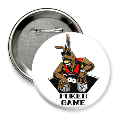 Значок 75мм с принтом Kangoo Poker Game